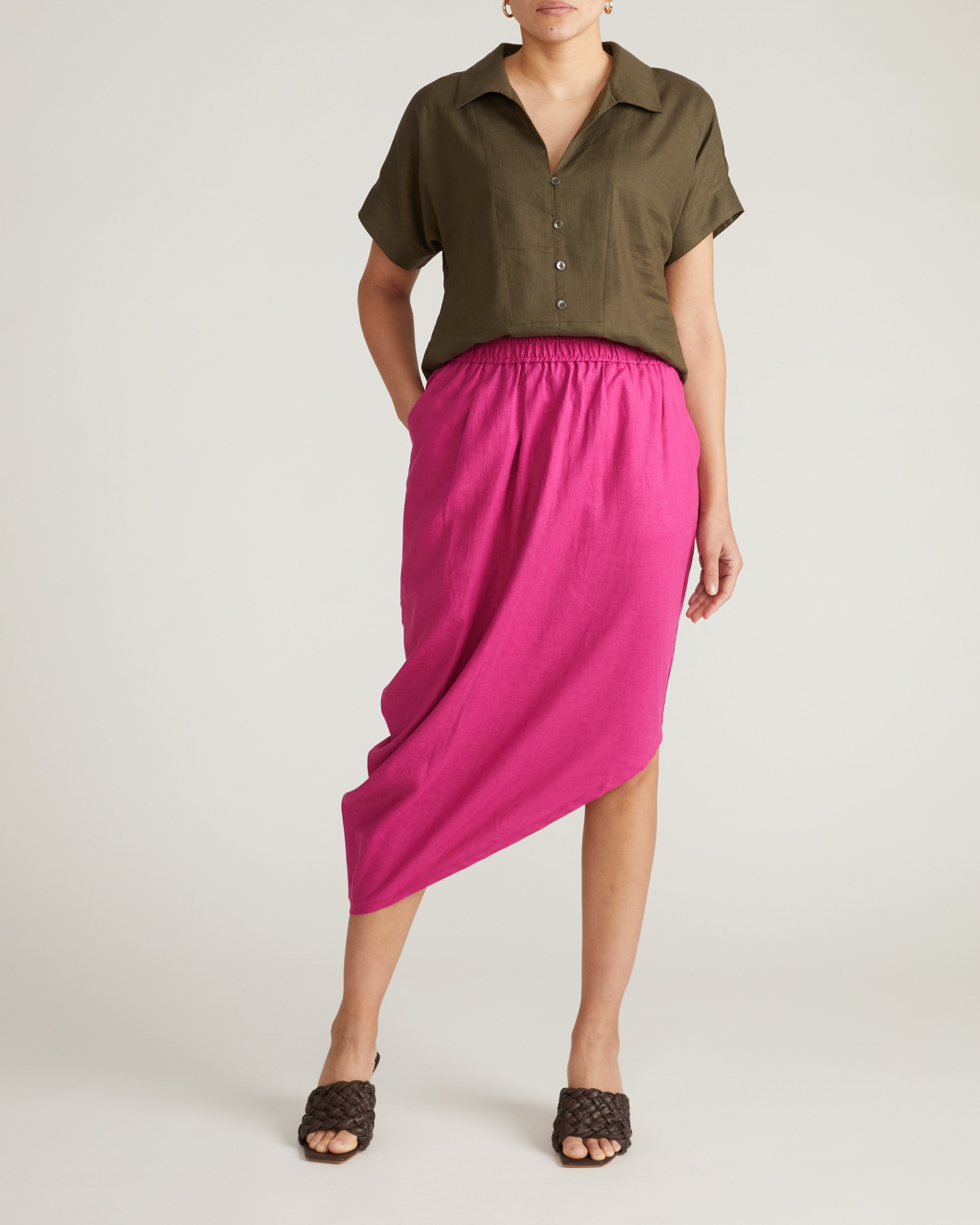 Sandy Short Sleeve Stretch Linen Blend Shirt - Camo