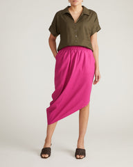 Sandy Short Sleeve Stretch Linen Blend Shirt - Camo