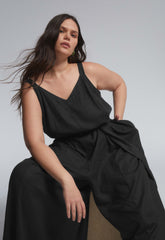 Promenade Linen Blend Jumpsuit - Black