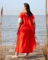 Louvre Bow Back Linen Blend Dress - Shoreline Sunset