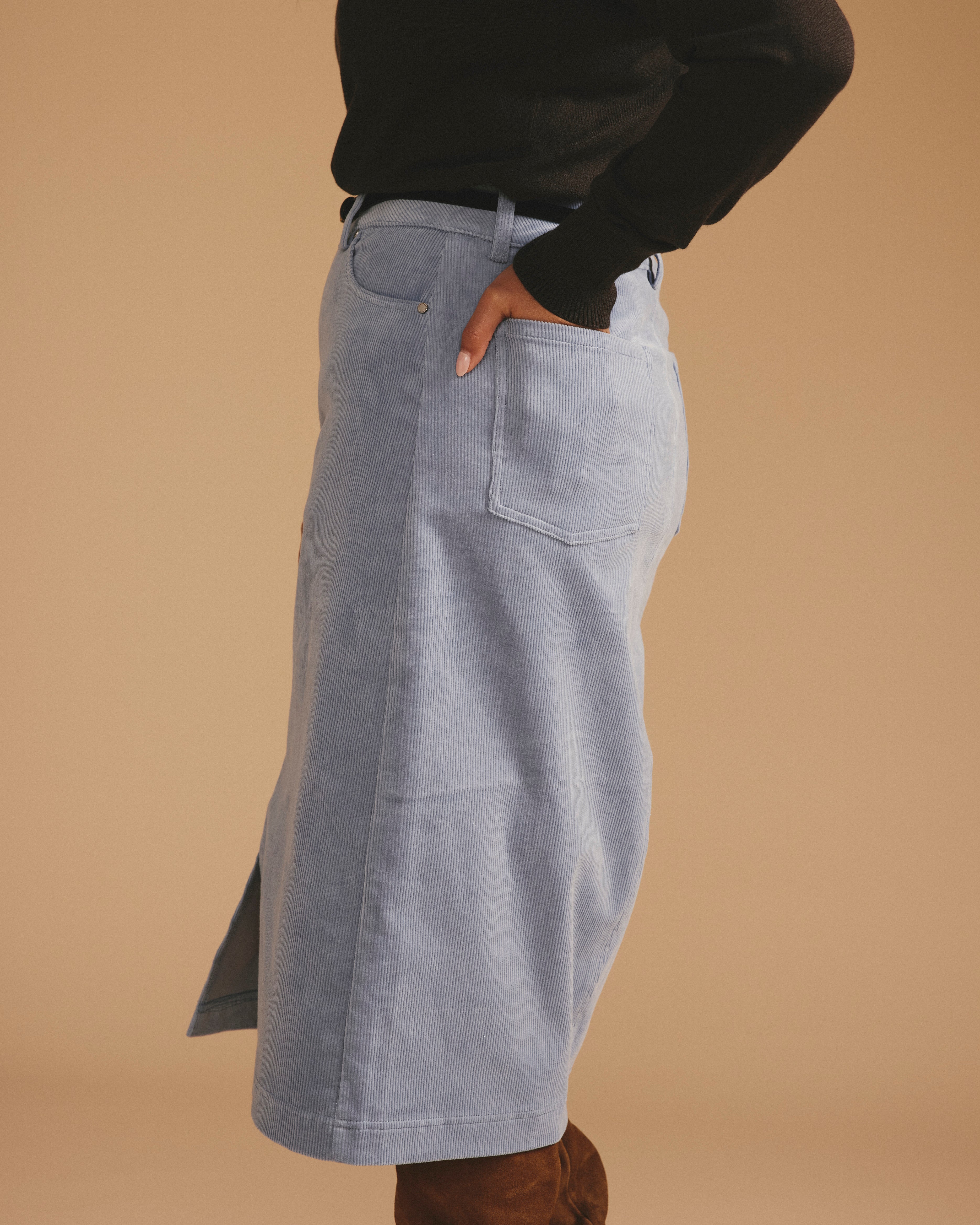 Suzi Corduroy Skirt - Washed Rain