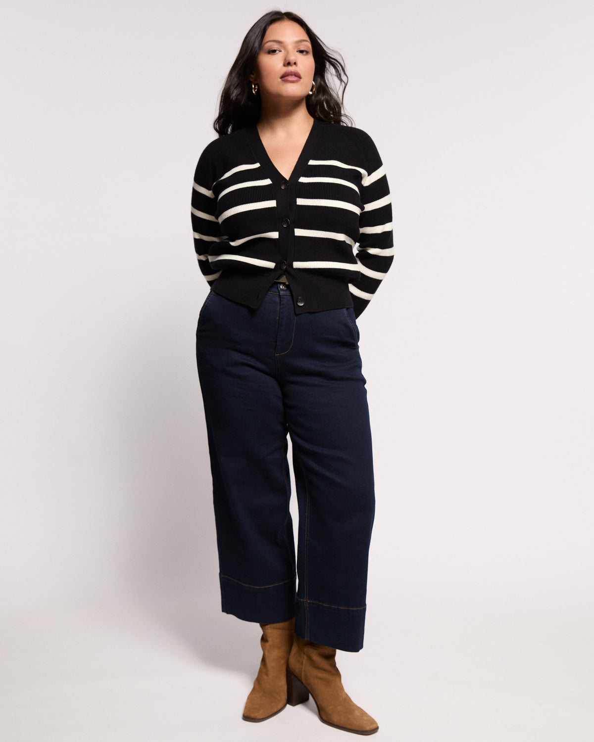 Better-Than-Wool Cardigan - Black/Cream Stripe