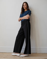 Stephanie Wide Leg Stripe Ponte Pants 30 Inch - Black with Black Stripe