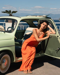 Kite Linen Blend Dress - Italian Orange