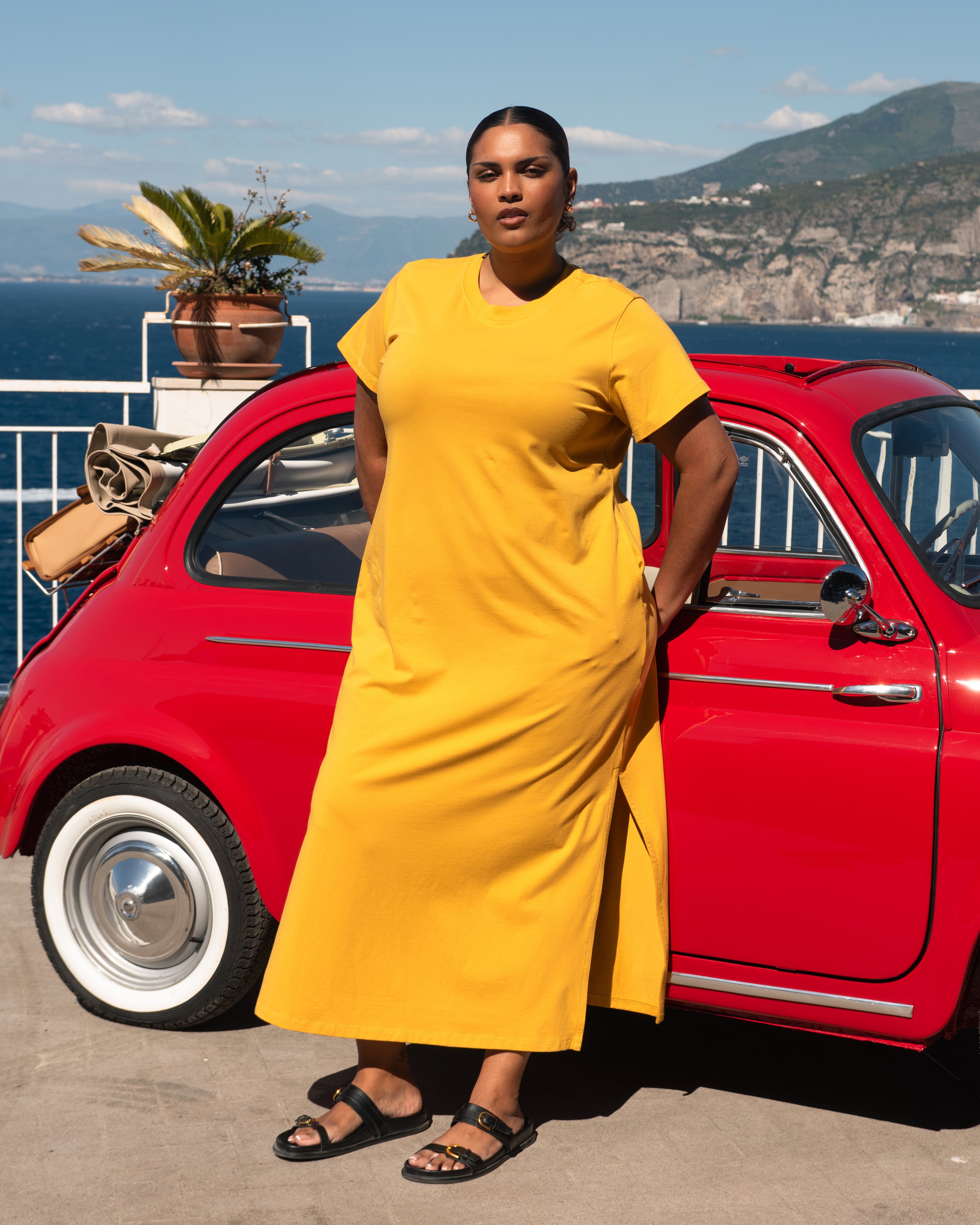 Maxi T-Shirt Dress - Goldenrod