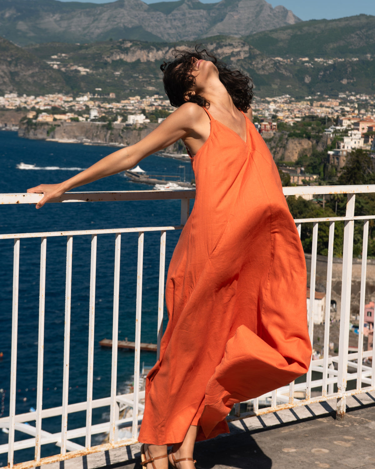 Kite Linen Blend Dress - Italian Orange