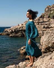 Lio Linen Blend Dress - Ink Blue