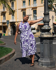 Adelaide Linen Blend Shirtdress - Purple Majolica Print