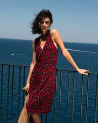 Lila Tie-Back Liquid Jersey Dress - Very Cherry Print