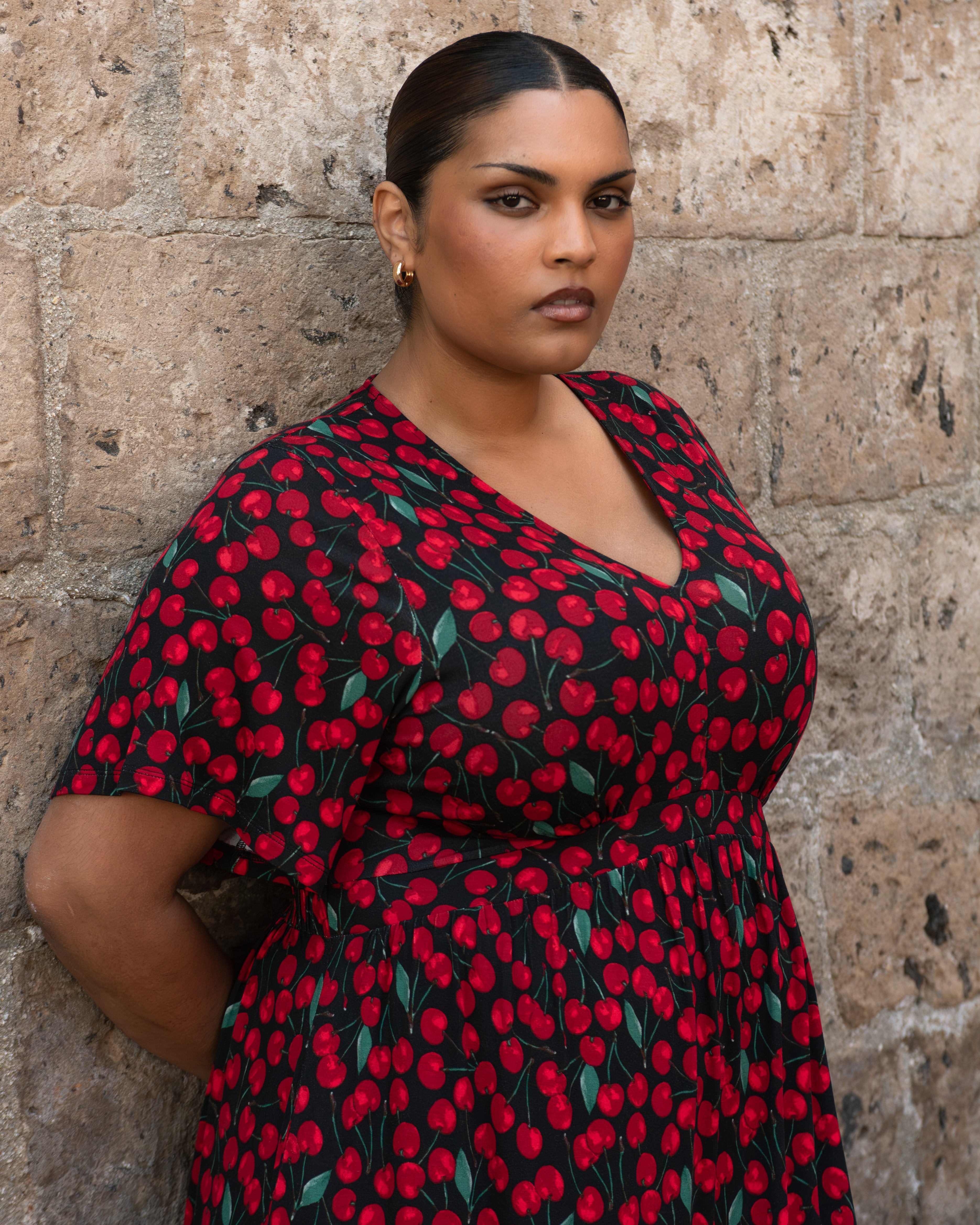 Ravello Liquid Jersey Dress - Very Cherry Print