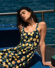 Cayo Cami Dress - Black Limoncello Print