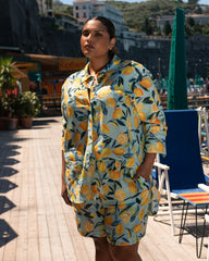 Dawn Linen Blend Hi Low Tunic - Limoncello Print