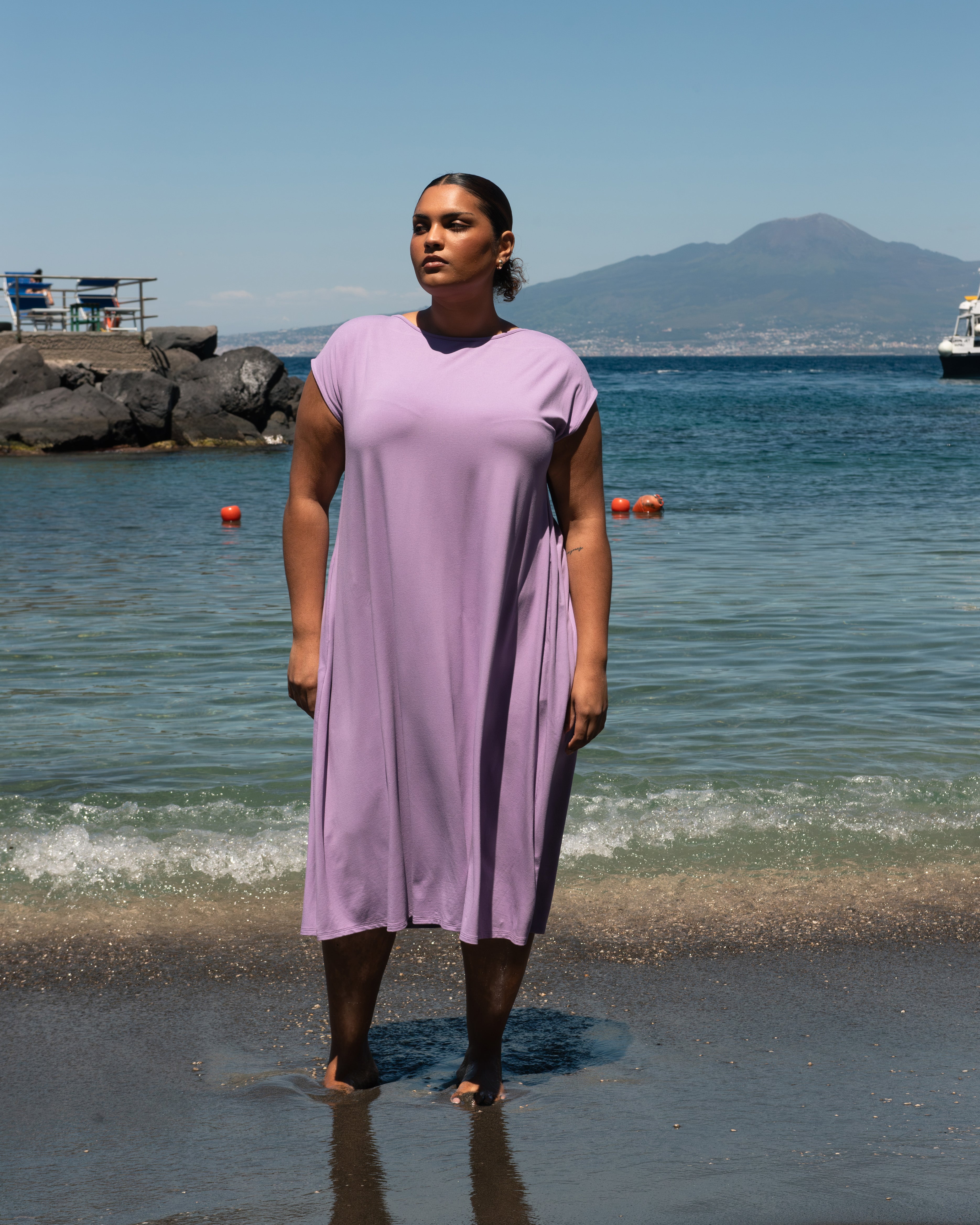Capri Divine Jersey Flared Dress - Spring Iris
