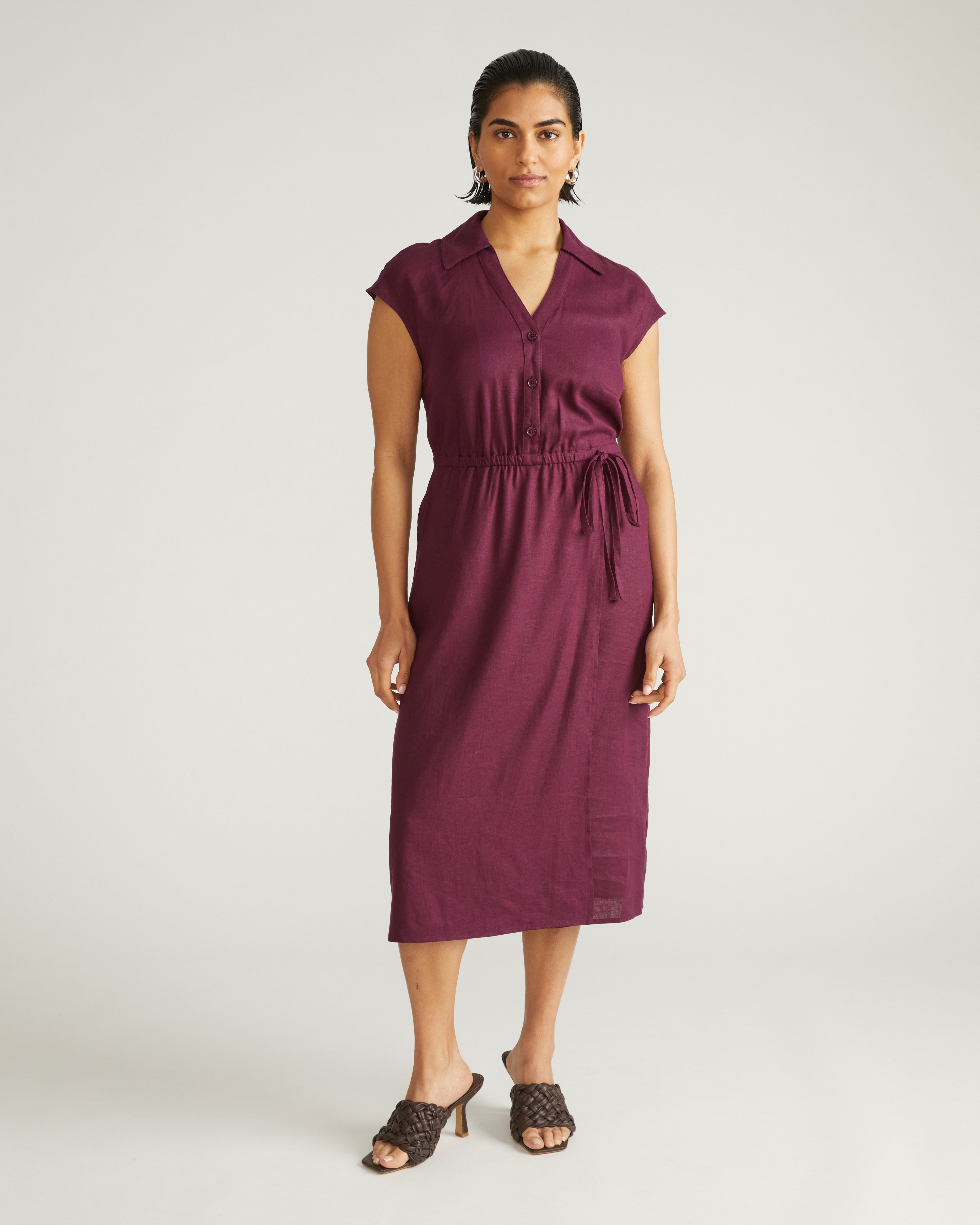 Laurel Linen Blend Dress - Acai