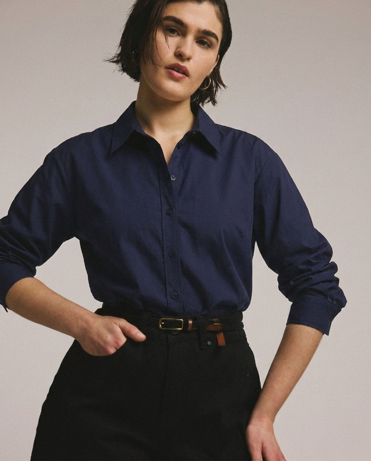 The Artist Oversized Poplin Shirt - Navy