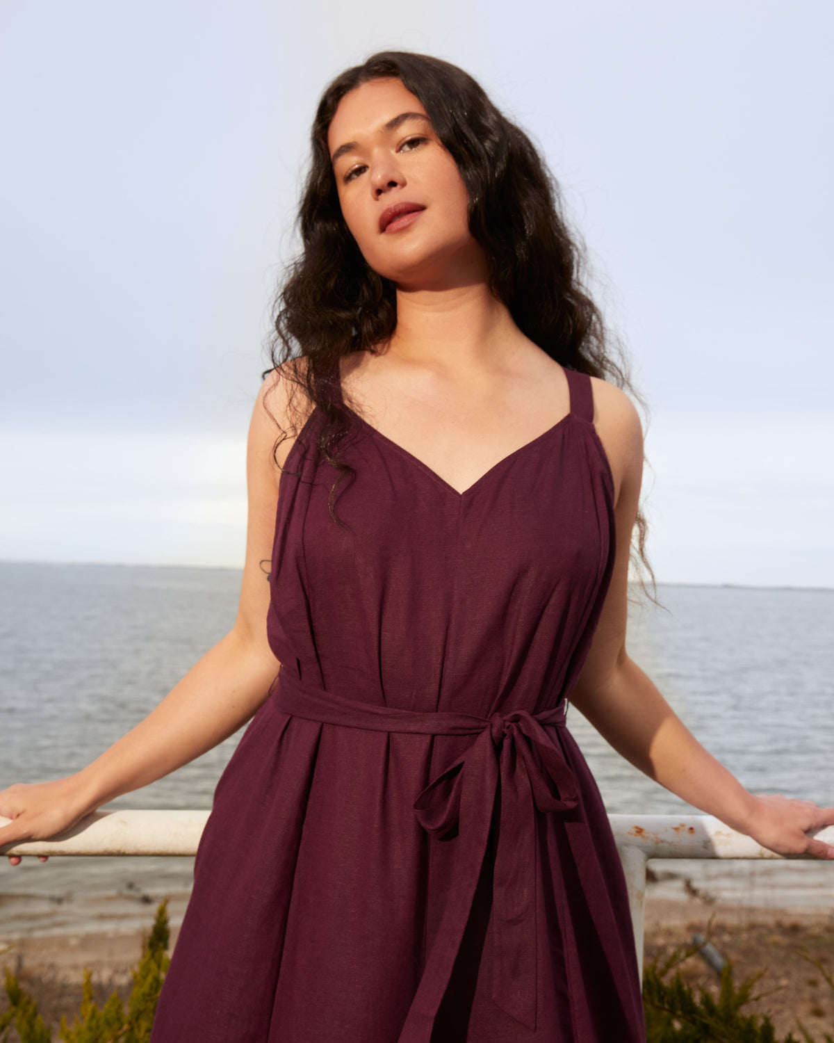Promenade Linen Blend Jumpsuit - Acai